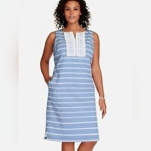 Talbots Blue And White Striped Dress With Pockets Women's Size 8 Petite
